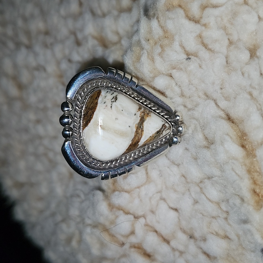 White buffalo turquoise sterling silver ring